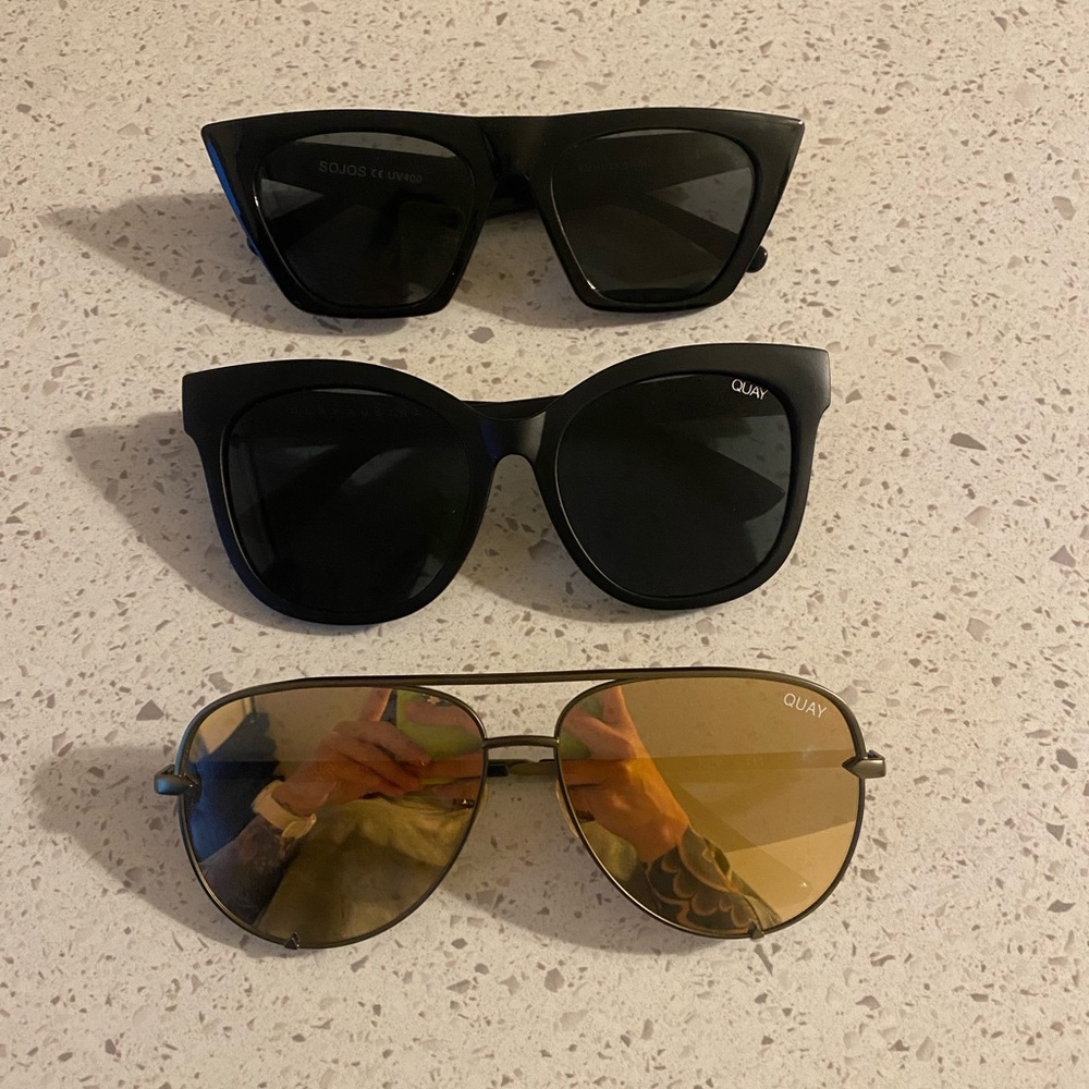 Quay Australia Black and Gold Sunglasses Trio